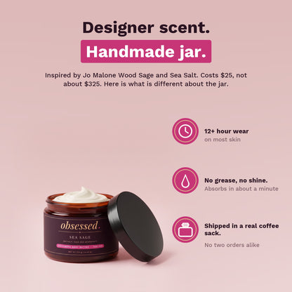 Designer scent, handmade jar: 12+ hour wear, no grease, shipped in a real coffee sack