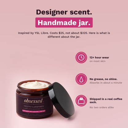 Designer scent, handmade jar: 12+ hour wear, no grease, shipped in a real coffee sack